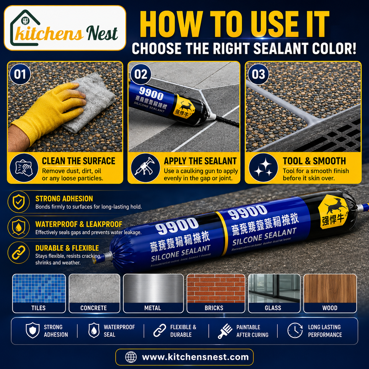 Super Strong Waterproof Silicone Sealant | Heavy-Duty Leak Repair