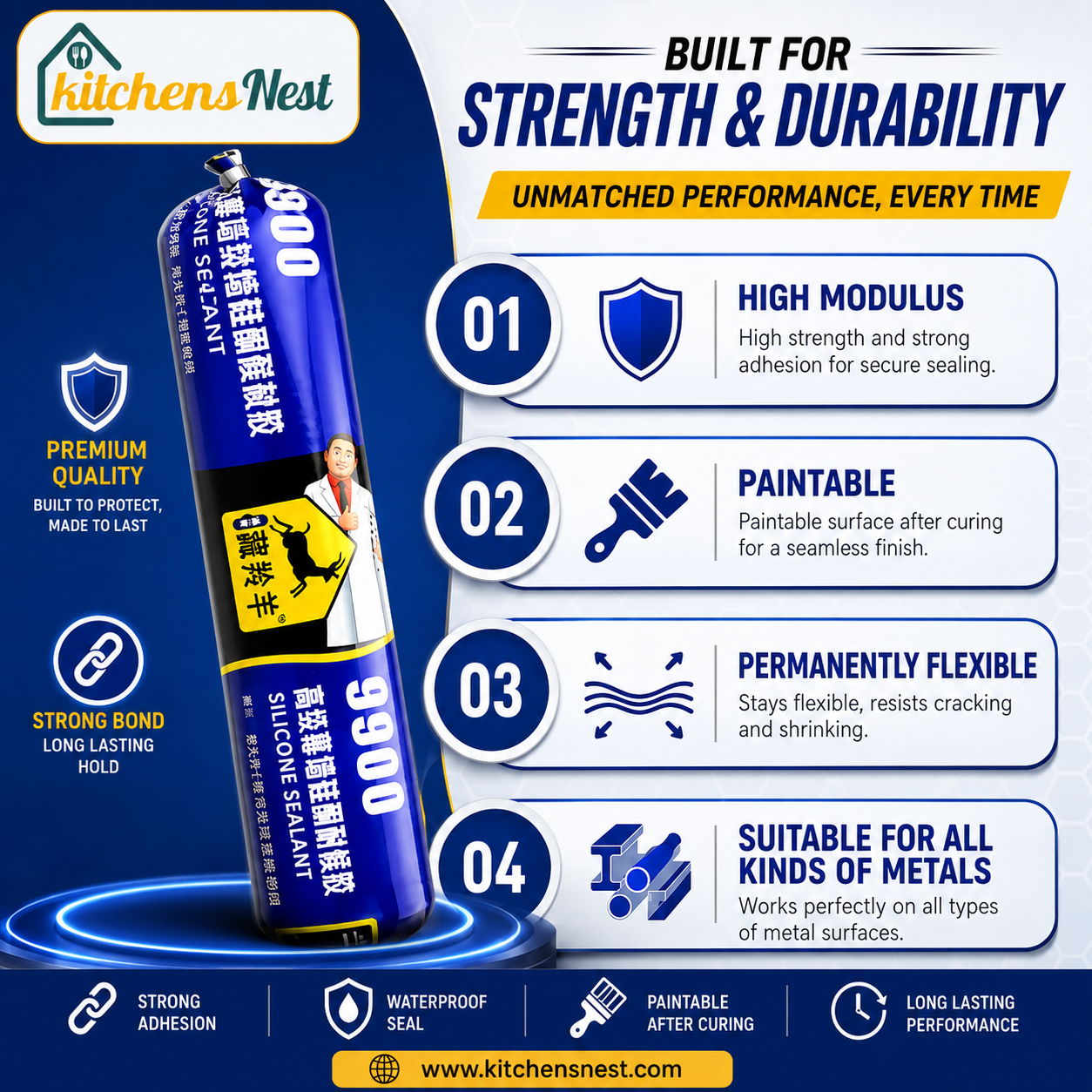 Super Strong Waterproof Silicone Sealant | Heavy-Duty Leak Repair